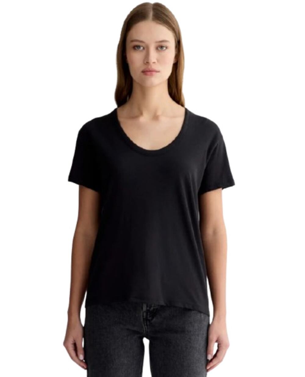 EVERLANE Women's The Air Scoop-Neck Tee Medium Black Short Sleeve NWT